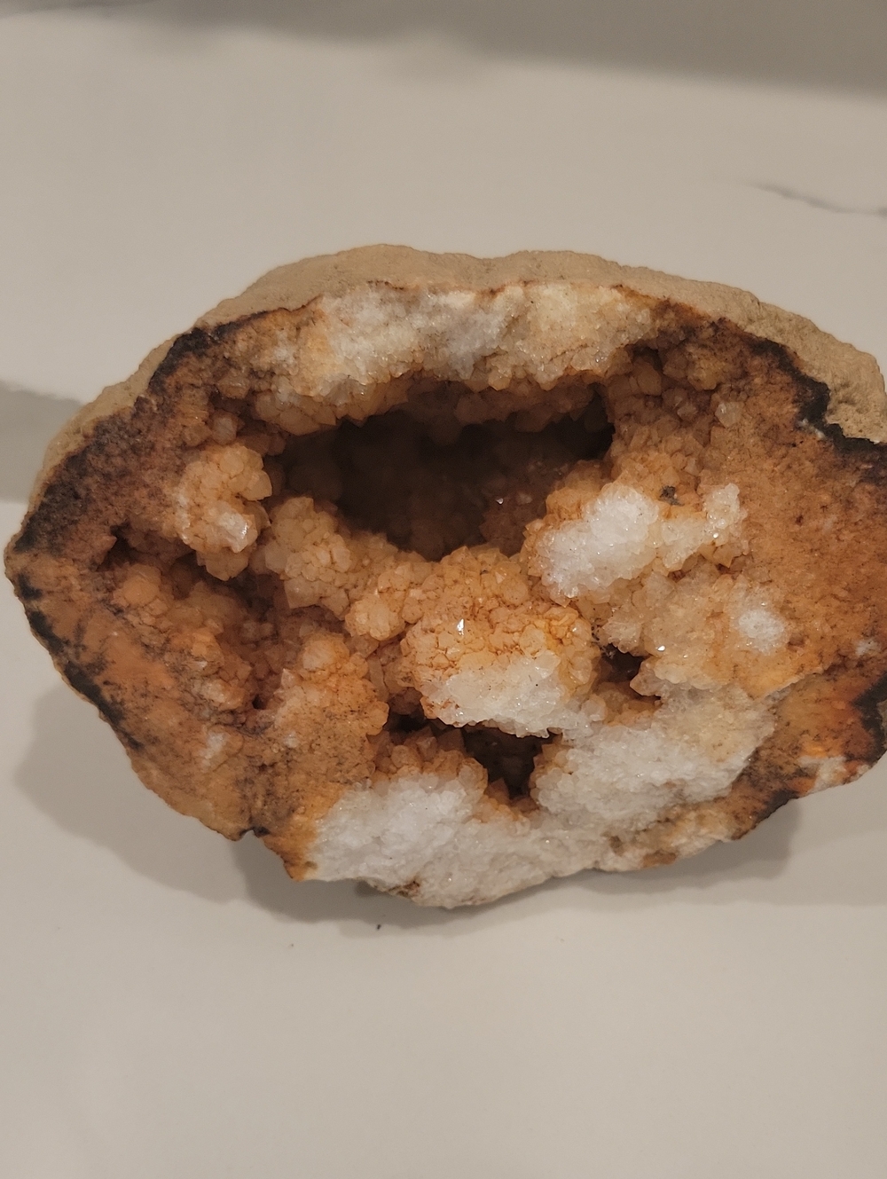Natural Citrine/White Geode Crystal Display